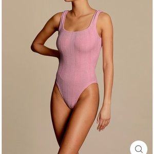 Square neck Nile Hunza G Swimsuit in rust